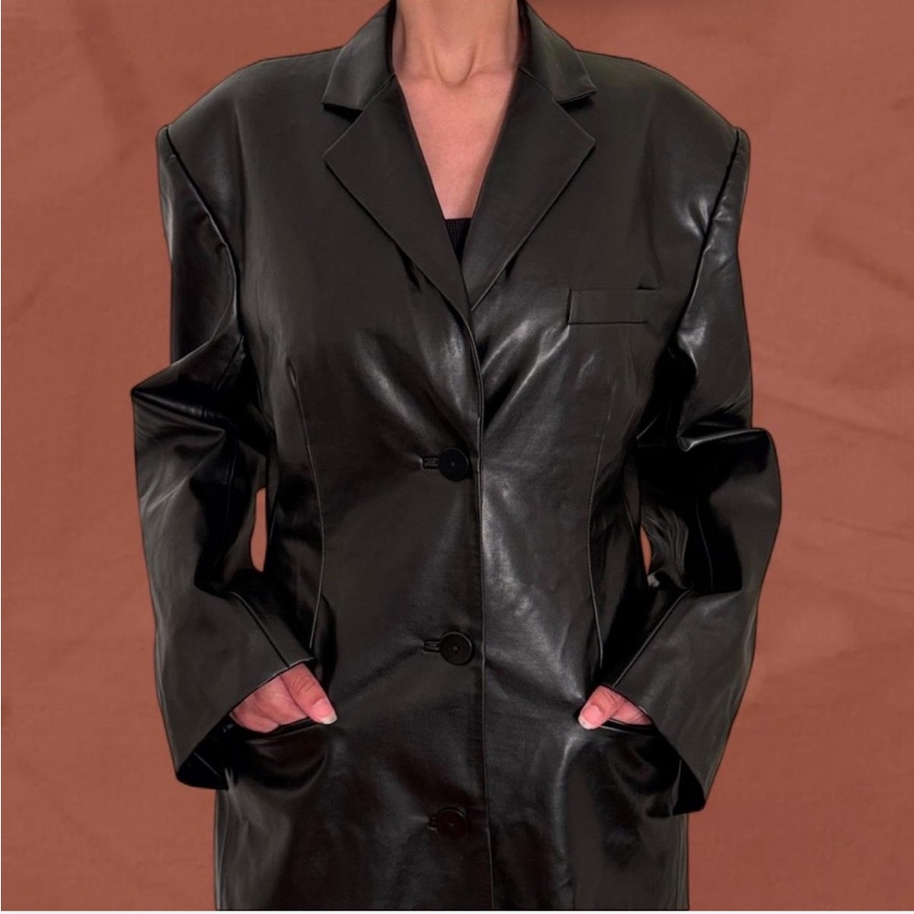 ❌ SOLD ❌ HELSA WATERBASED FAUX LEATHER LONG COAT